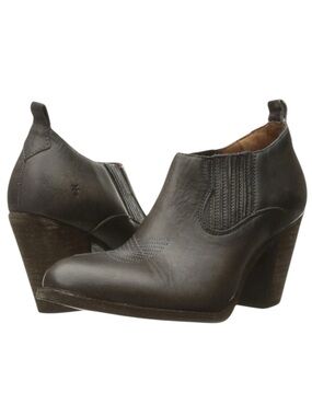 Frye Ilana Shootie Smoke Washed Oiled Leather Vintage Heeled Western Boots